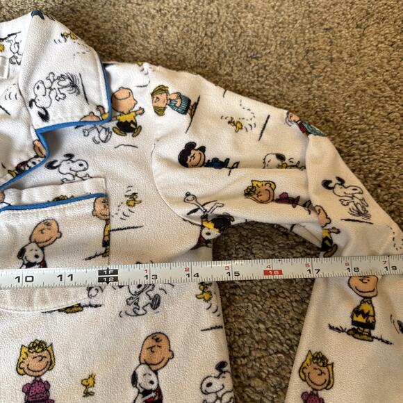 Peanuts Snoopy‎ Charlie Brown Kids Pajama Set Pants Shirt Fleece Cartoon S / M - Picture 10 of 13